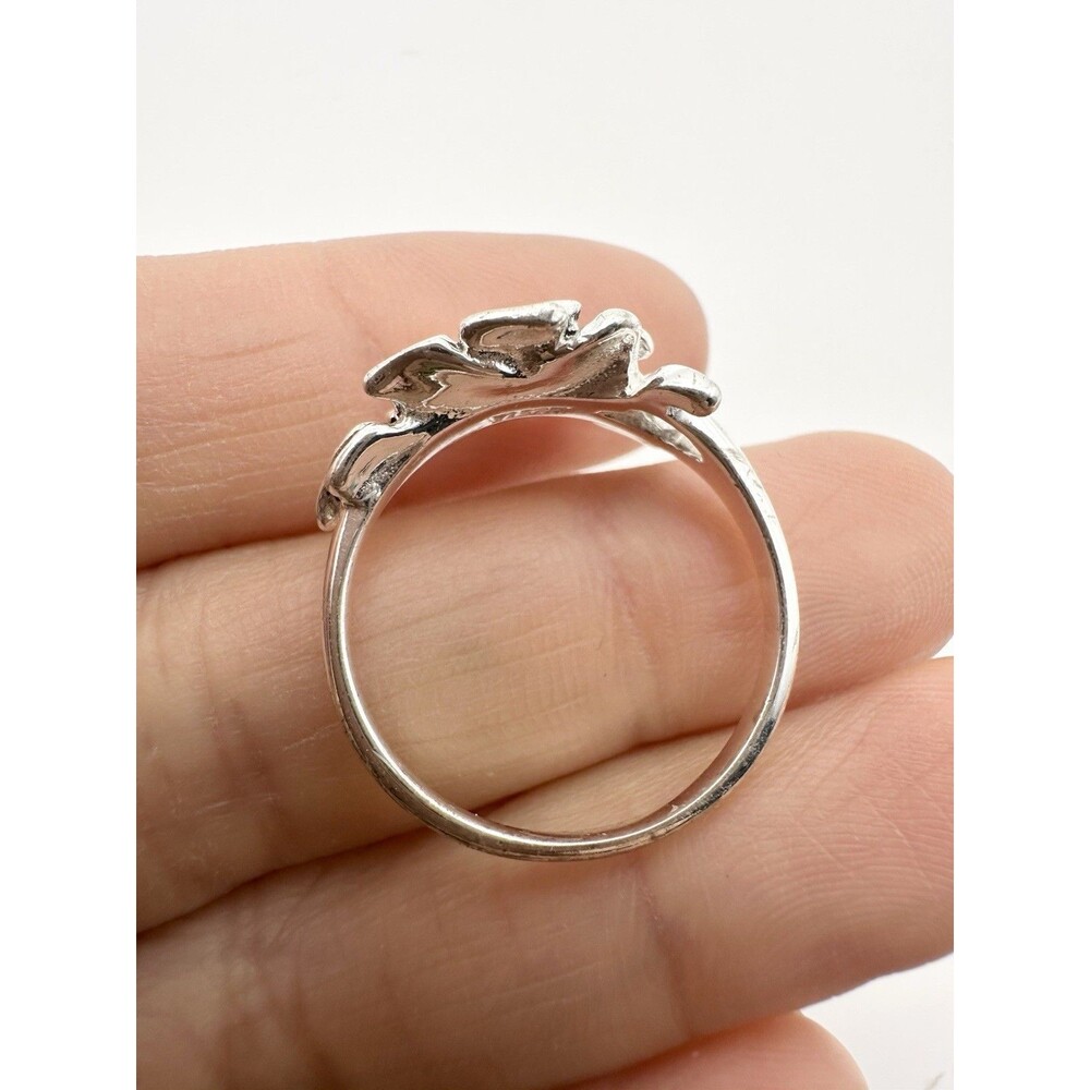 Sterling Silver 3D Rose Flower Ring Size 8.25 - Picture 3 of 6